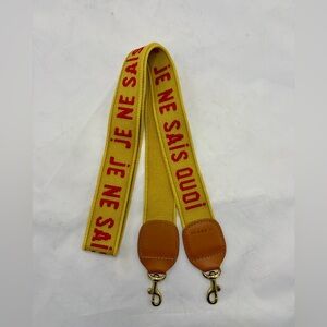 Clare V. Crossbody Yellow Strap with Red 'JE NE SAIS QUOI' Text NEW